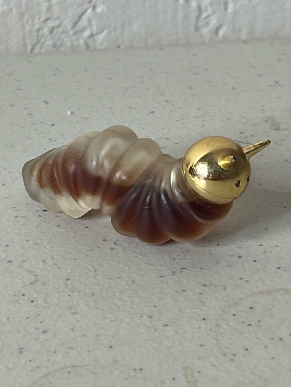 Avon Gold-Headed frosted glass mini Caterpillar
